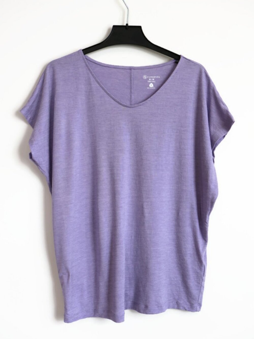 Size M - Wool and Tencel Fabric - Light Purple Pullover Top - Cloudveil